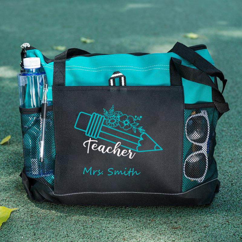 Teacher Life with Pencil Design Tote Bag
