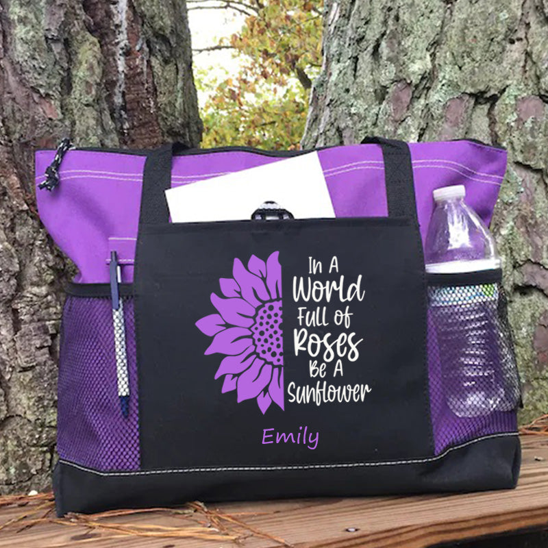 In A World Full Of Roses Be A Sunflower Tote Bag Custom Tote Bag