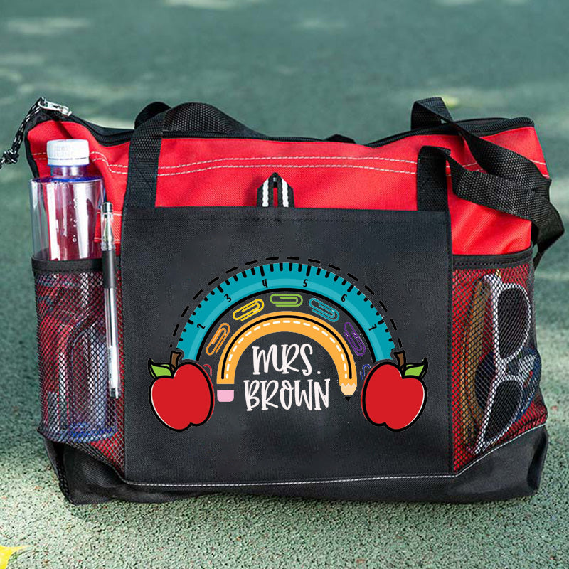 Personalized Teacher Apples Tote Bag