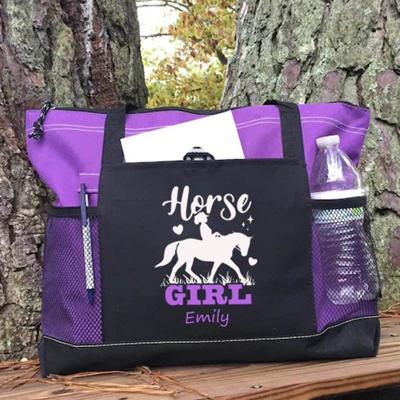 Personalized Horse Girl Tote Bag