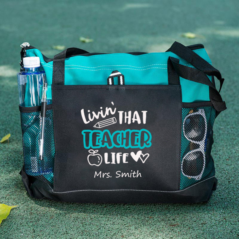 Living That Teacher Life Tote Bag Custom Tote Bag