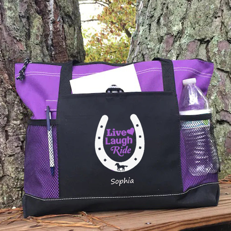 Live Laugh Ride Horse Tote Bag Custom Tote Bag