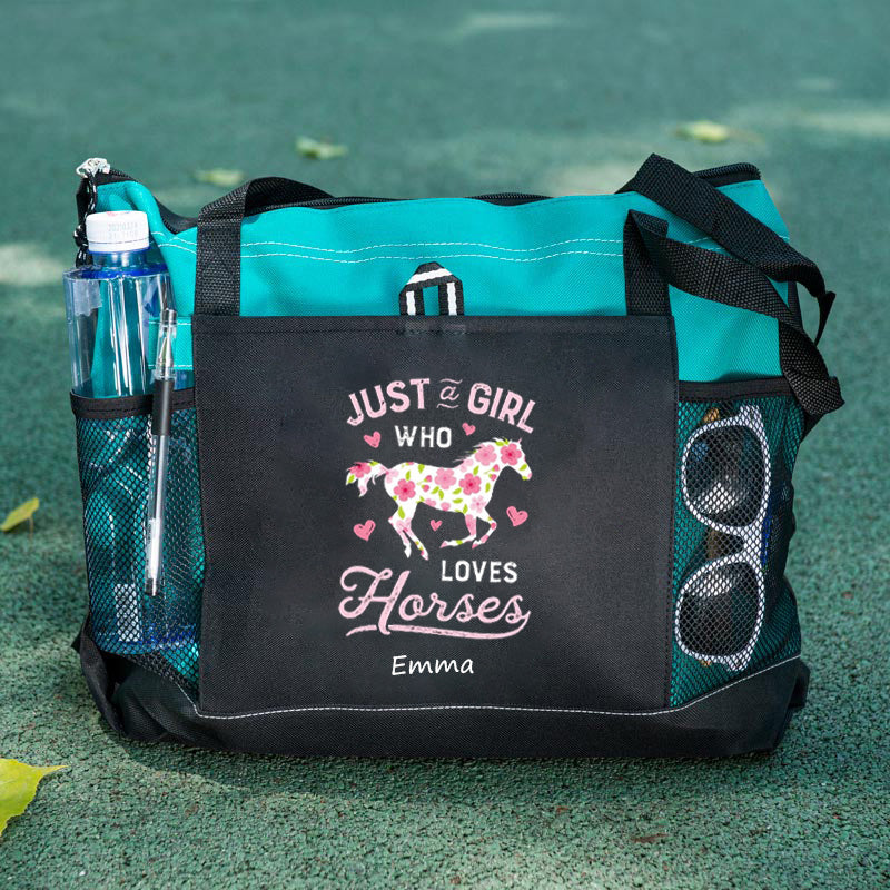 Just a Girl Who Loves Horses Flower Tote Bag