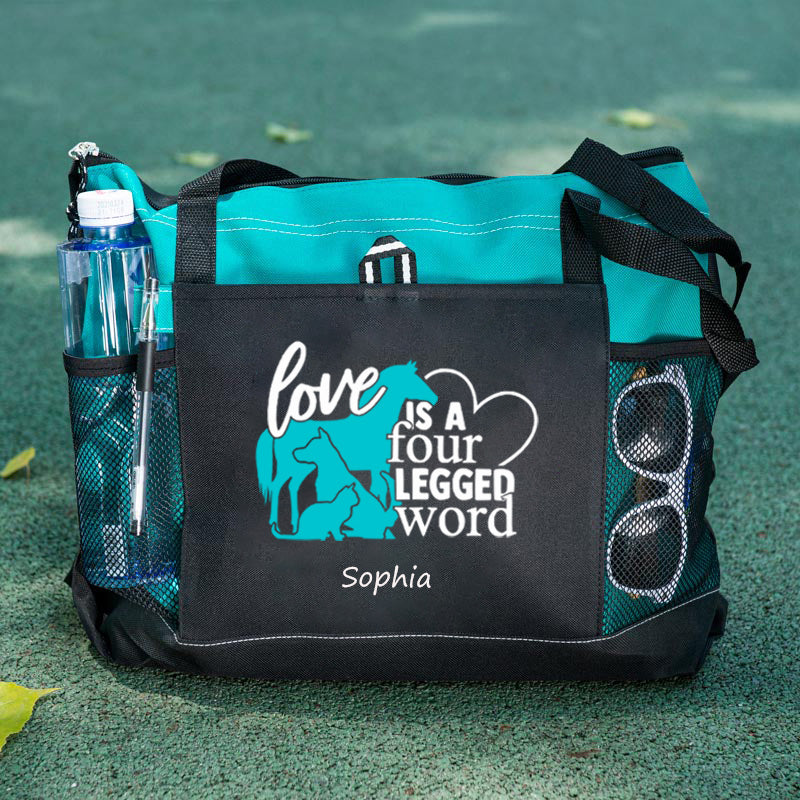 Custom Tote Bag Love Is A Four Legged Word Tote Bag
