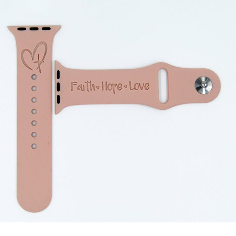 Faith Hope Love Engraved Silicone  Watch Band for Apple, Samsung and Fitbit