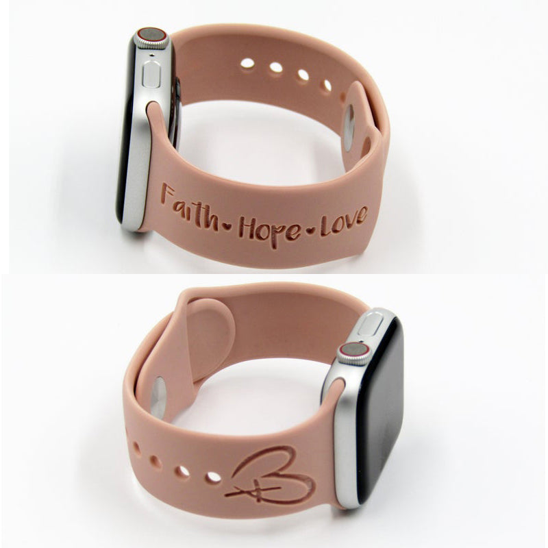 Faith Hope Love Engraved Silicone  Watch Band for Apple, Samsung and Fitbit