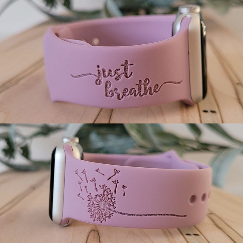 Just Breathe engraved Silicone Watch Band