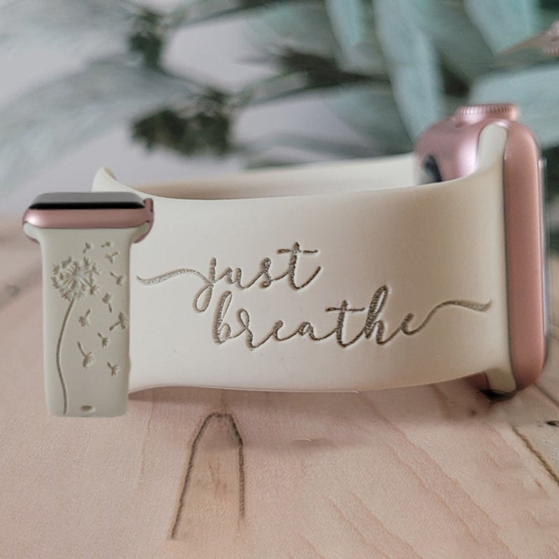 Just Breathe engraved Silicone Watch Band