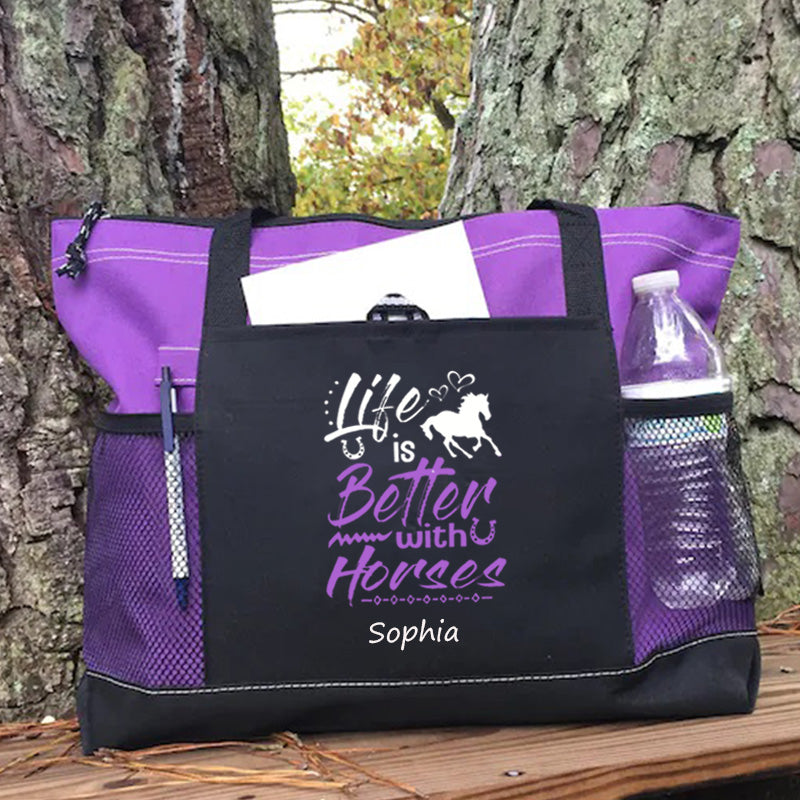 Life Is Better With Horses Tote Bag Cutome Tote Bag