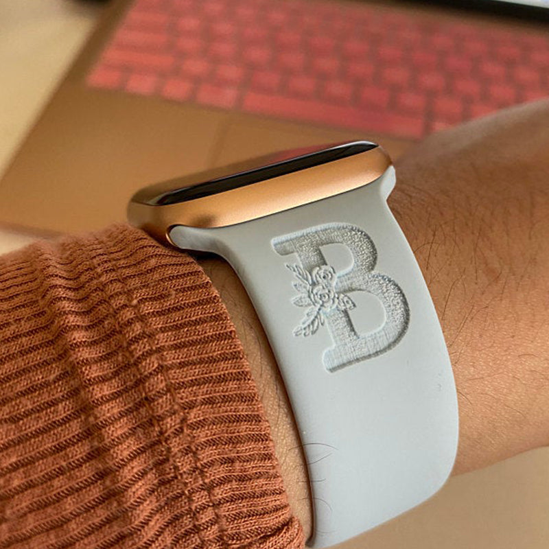 Custom engraved Silicone Watch Band for Apple, Samsung and Fitbit