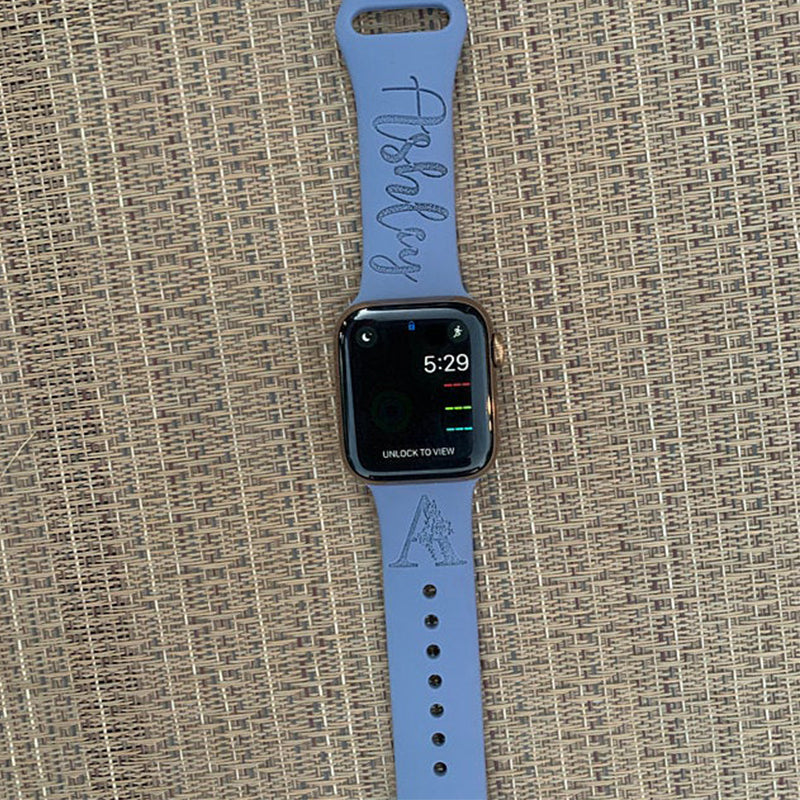 Custom engraved Silicone Watch Band for Apple, Samsung and Fitbit