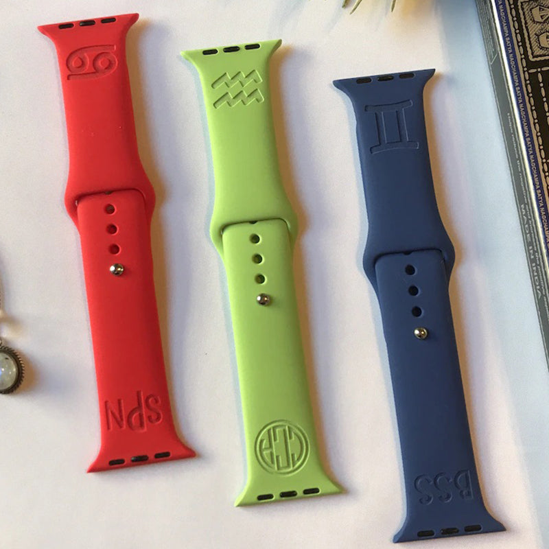Zodiac Sign Custom engraved Silicone  Watch Band for Apple, Samsung and Fitbit