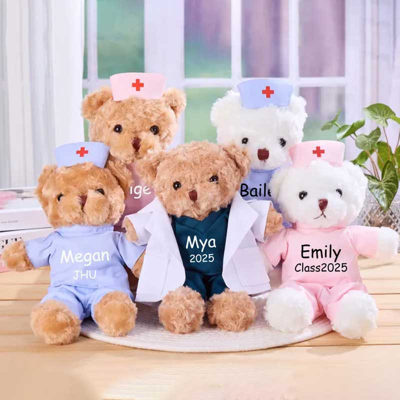 Personalized Nurse Teddy Bear Custom With Name, Graduation Gift