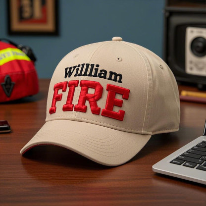 Fire Themed Personalized Name Firefighter Baseball Caps