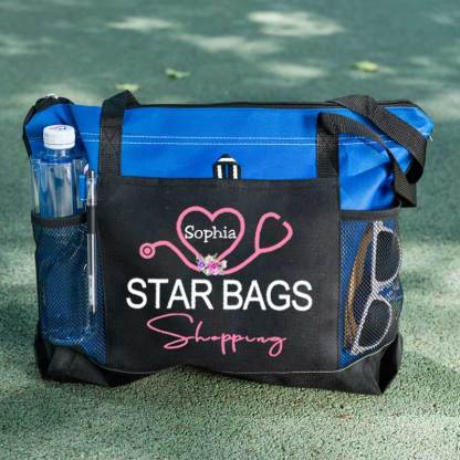 Service Nurse Gift Nursing Tote Bag, Personalized Mesh Pocket Tote Bag