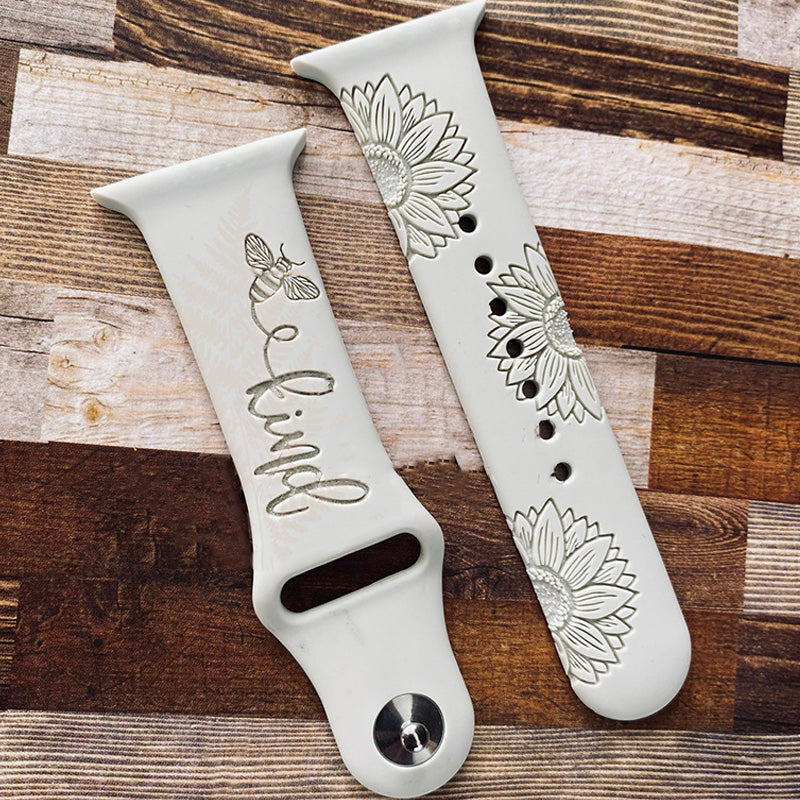 Bee Kind Engraved Silicone Watch Band for Apple
