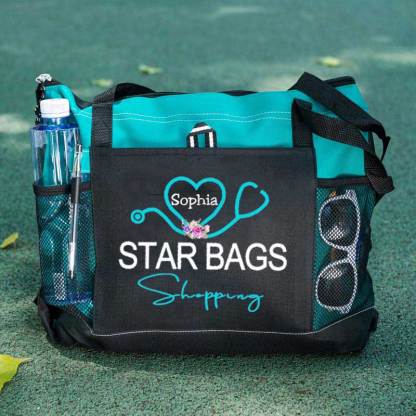 Service Nurse Gift Nursing Tote Bag, Personalized Mesh Pocket Tote Bag