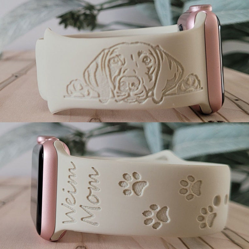 Dog Breed Watch Band, Engraved Silicone Watch Band