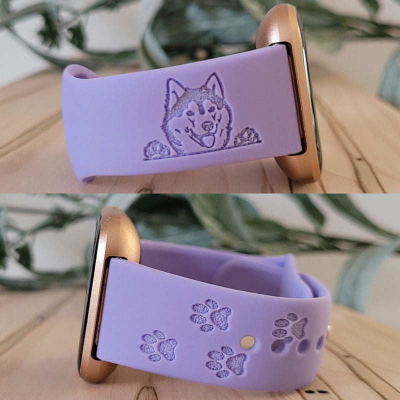 Dog Breed Watch Band, Engraved Silicone Watch Band