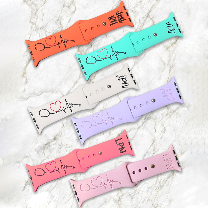 Personalized Health Care Worker Watch Band, Silicone Watch Band for Apple, Samsung and Fitbit