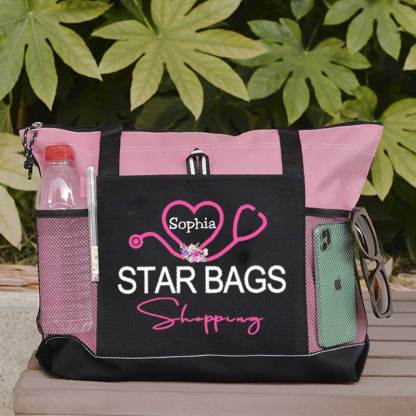 Service Nurse Gift Nursing Tote Bag, Personalized Mesh Pocket Tote Bag