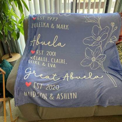 Great Grandma Blanket with Grandkid Names Grandparent Gift