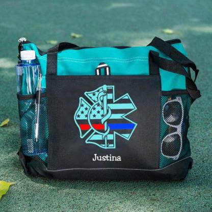 Personalized Fire and EMS Flag Tote Bag