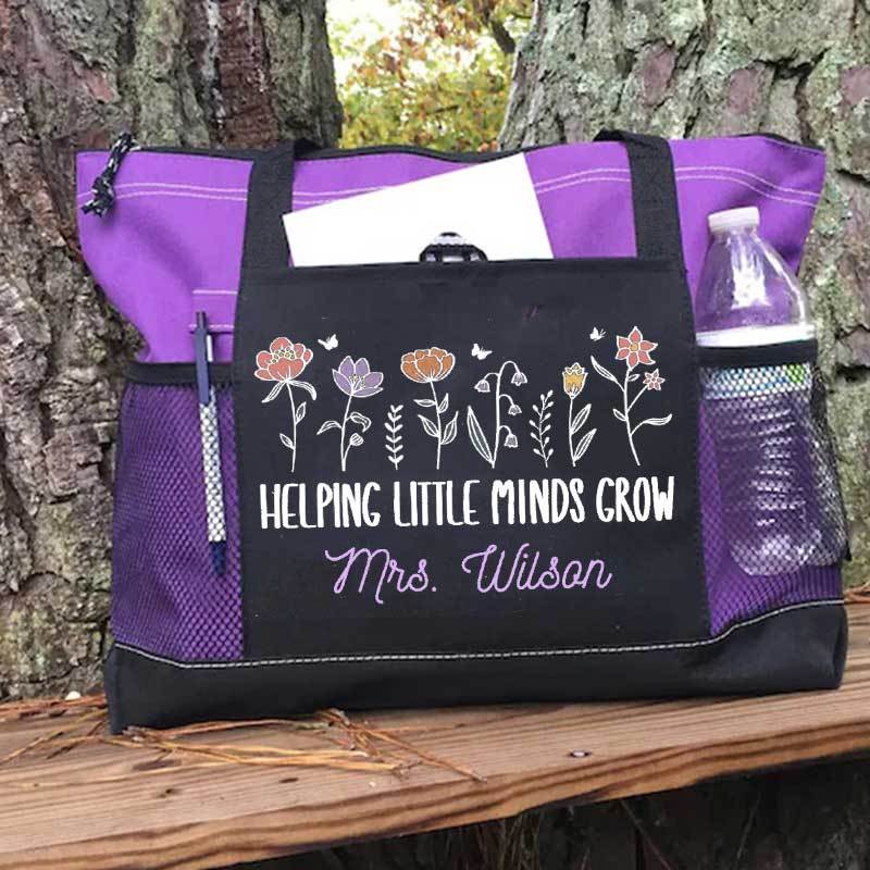 Helping Little Minds Grown Personalized Teacher Tote Bag