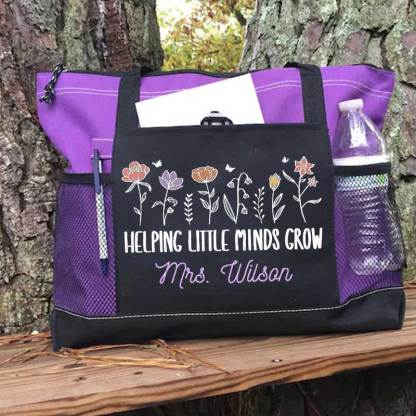 Helping Little Minds Grown Personalized Teacher Tote Bag