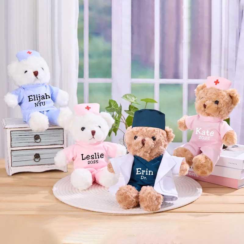 Personalized Nurse Teddy Bear Custom With Name, Graduation Gift