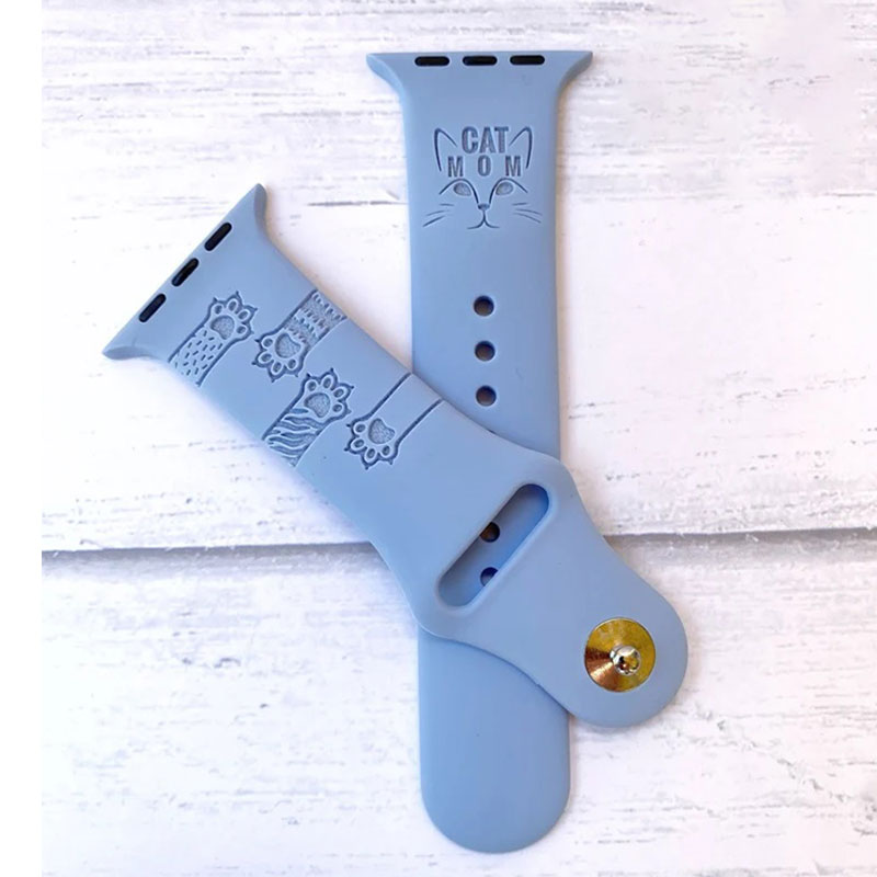 Cat Mom Engraved Watch Band, Silicone Watch Band for Apple, Samsung and Fitbit