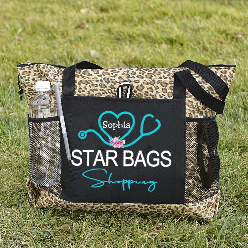 Service Nurse Gift Nursing Tote Bag, Personalized Mesh Pocket Tote Bag
