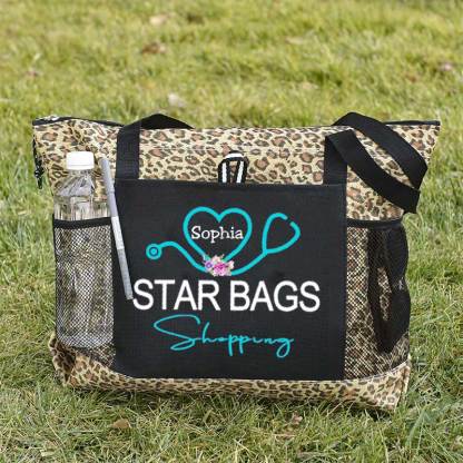 Service Nurse Gift Nursing Tote Bag, Personalized Mesh Pocket Tote Bag