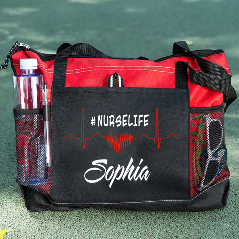Custom Nurse Life Bag, Personalized Nurse Tote Bag with Zipper, Nursing tote bags
