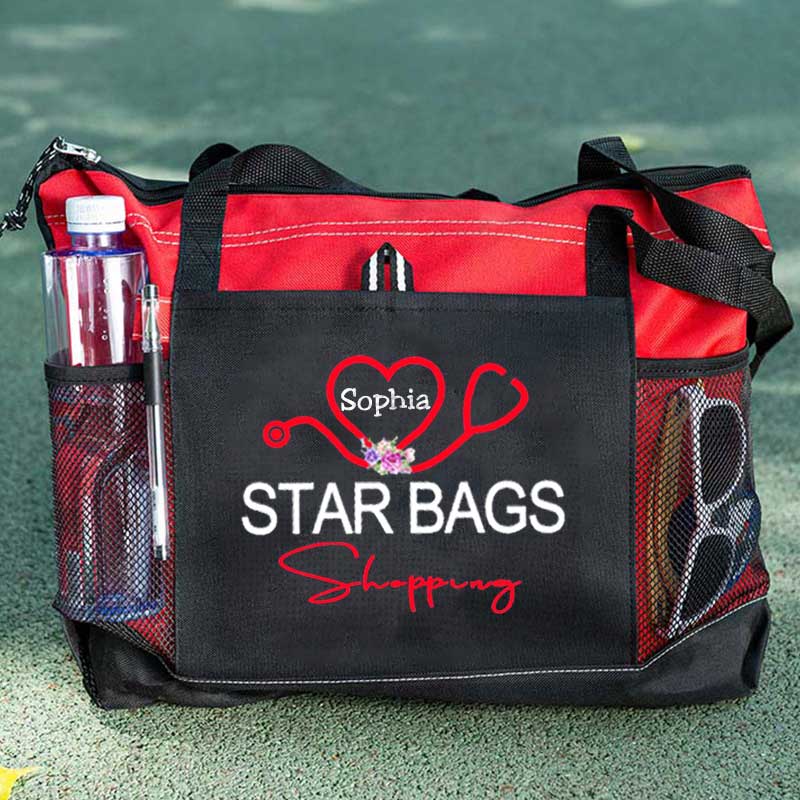 Service Nurse Gift Nursing Tote Bag, Personalized Mesh Pocket Tote Bag