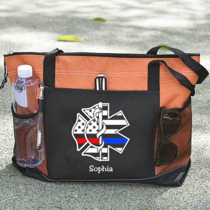 Personalized Fire and EMS White Flag Tote Bag