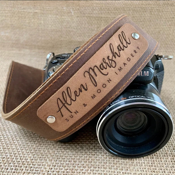 Photographer Christmas store gift, Leather Camera Strap, Personalized Camera Harness