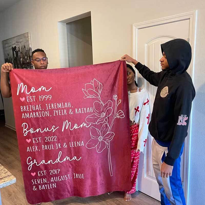 Great Grandma Blanket with Grandkid Names Grandparent Gift