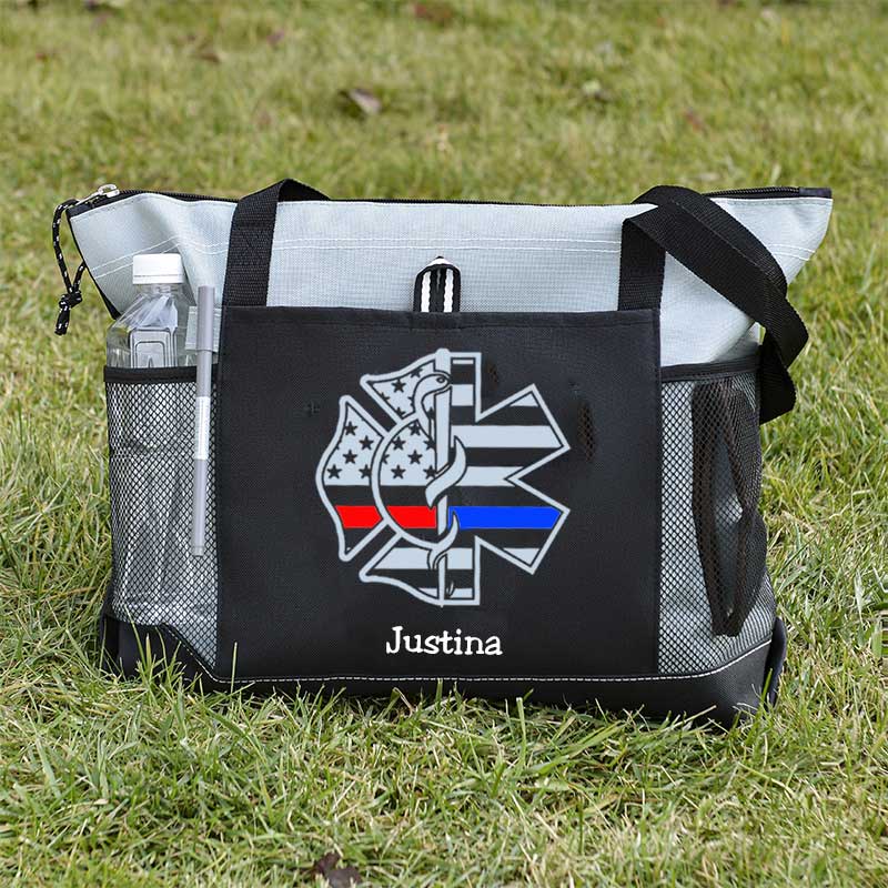 Personalized Fire and EMS Flag Tote Bag