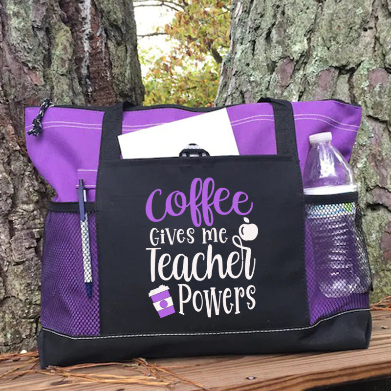 Coffee Gives Me Teacher Powers Tote Bag
