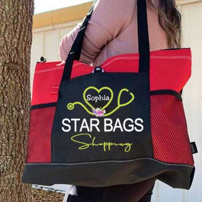 Service Nurse Gift Nursing Tote Bag, Personalized Mesh Pocket Tote Bag