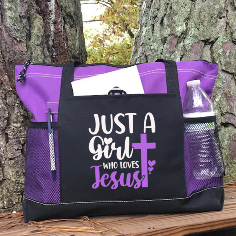 Just a Girl Who Loves Jesus Tote Bag Christian Tote Bag