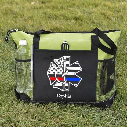 Personalized Fire and EMS White Flag Tote Bag