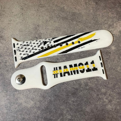 Thin Gold Line Flag I  AM 911 Silicone Watch Band for Apple