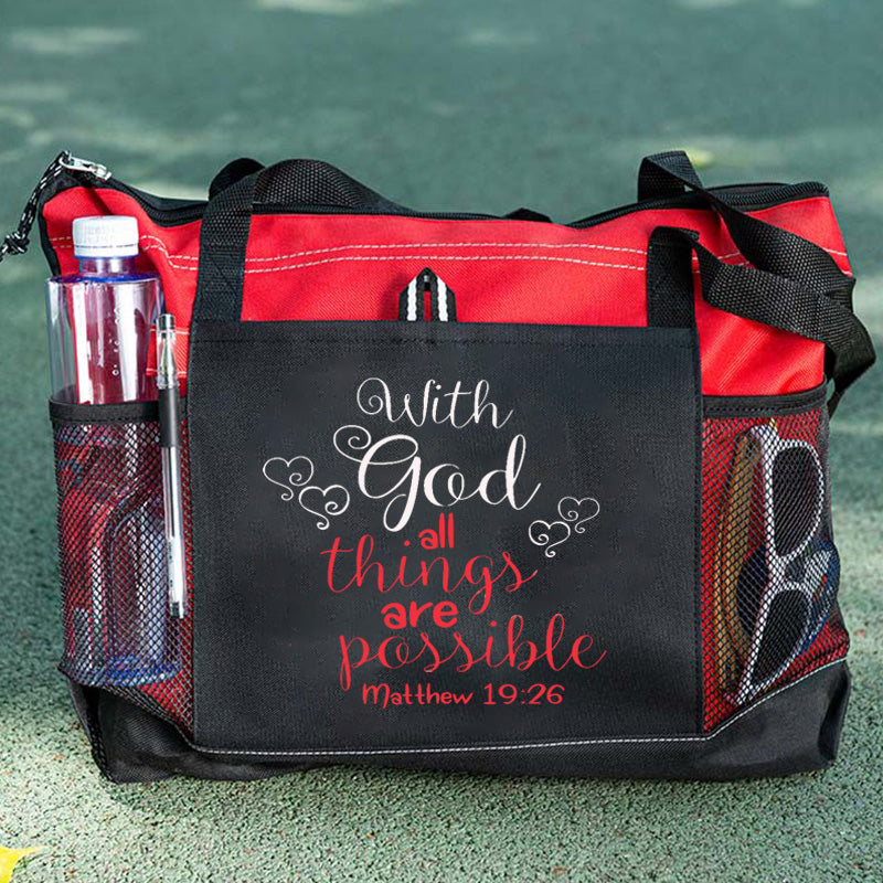 With God All Things Are Possible Tote Bag Matthew 19:26 Tote Bag
