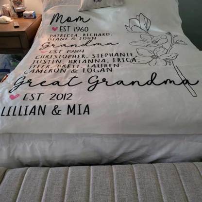 Great Grandma Blanket with Grandkid Names Grandparent Gift