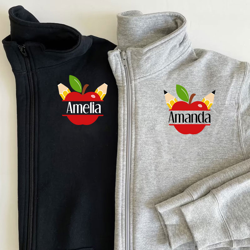 Apple Teacher Custom Name Pullover Jacket