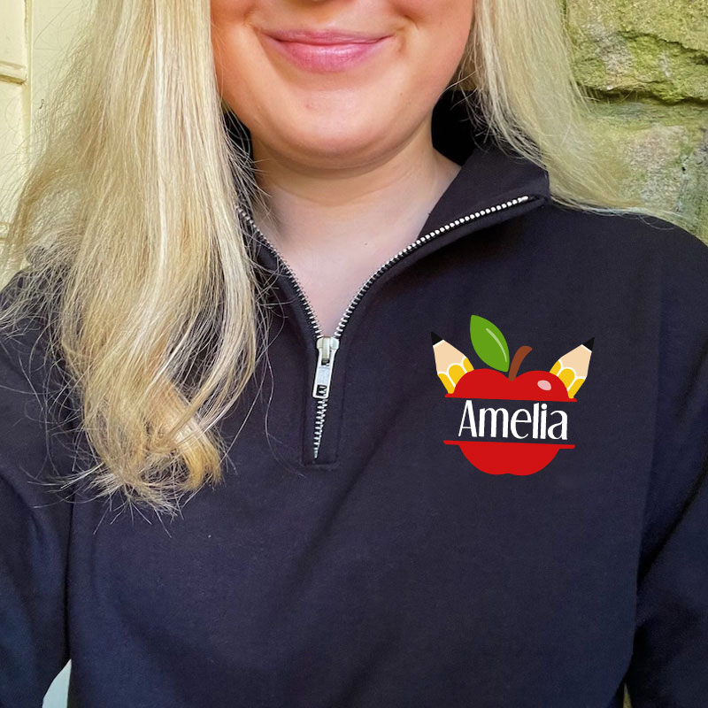 Apple Teacher Custom Name Pullover Jacket