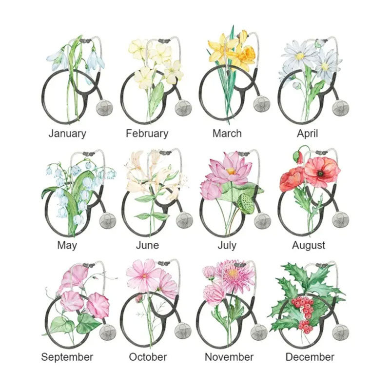 Personalized Birth Flower Stethoscope Case