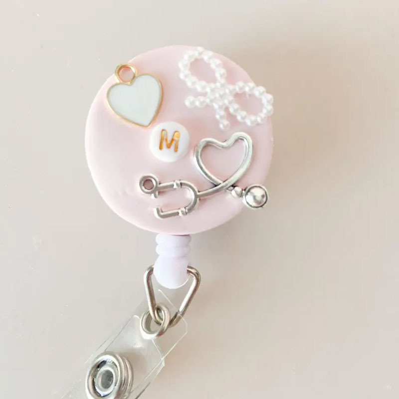 Clay Badge Reel for Nurse Stethoscope Badge Cute Nurse Gift